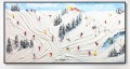 Skieur sur Montagne enneigée art mural Sport Noir Décor de salle de ski de neige by Couteau 15 texture